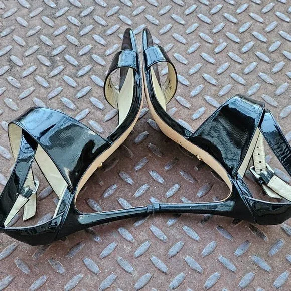 Charles David Women Heel Black Patent Leather Upper Sandal Strappy Shoes Size 7 - Picture 7 of 11